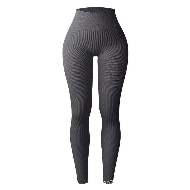 Women High Waist Seamless Thread Knitted Yoga Leggings Hip Lifting High Elastic Slim Training Running Gym Fitness Fashion Pants