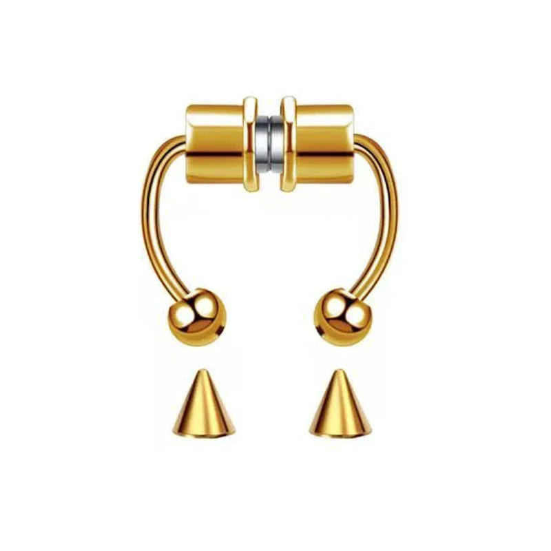 Fake Piercing Nose Ring Hoop Septum Non Piercing Nose Clip Rock HipHoop Stainless Steel Magnet Fashion Punk Body Women Jewelry
